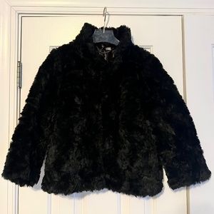 Black faux fur cropped jacket